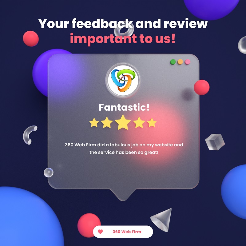 360webfirm review image with stars and shapes for example on website