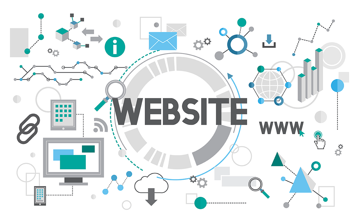 website design services - image of website and icons and tools