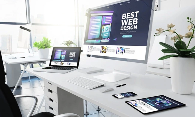 360 Web Firm-Images-of-responsive-devices on desk saying best web design