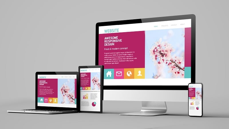 360 Web Firm - Website Design Services. Responsive image of different screen sizes showing.
